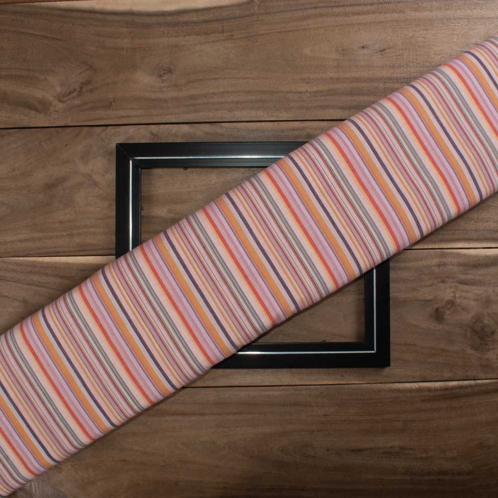 Stripe Multicolor Pure Cotton 95 GSM Handwoven Fabric 362