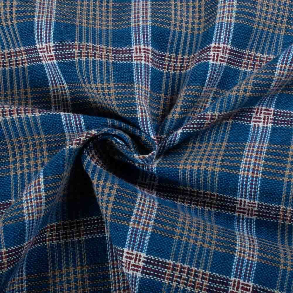 Check Multicolor 200 GSM Khadi Handwoven Fabric 931