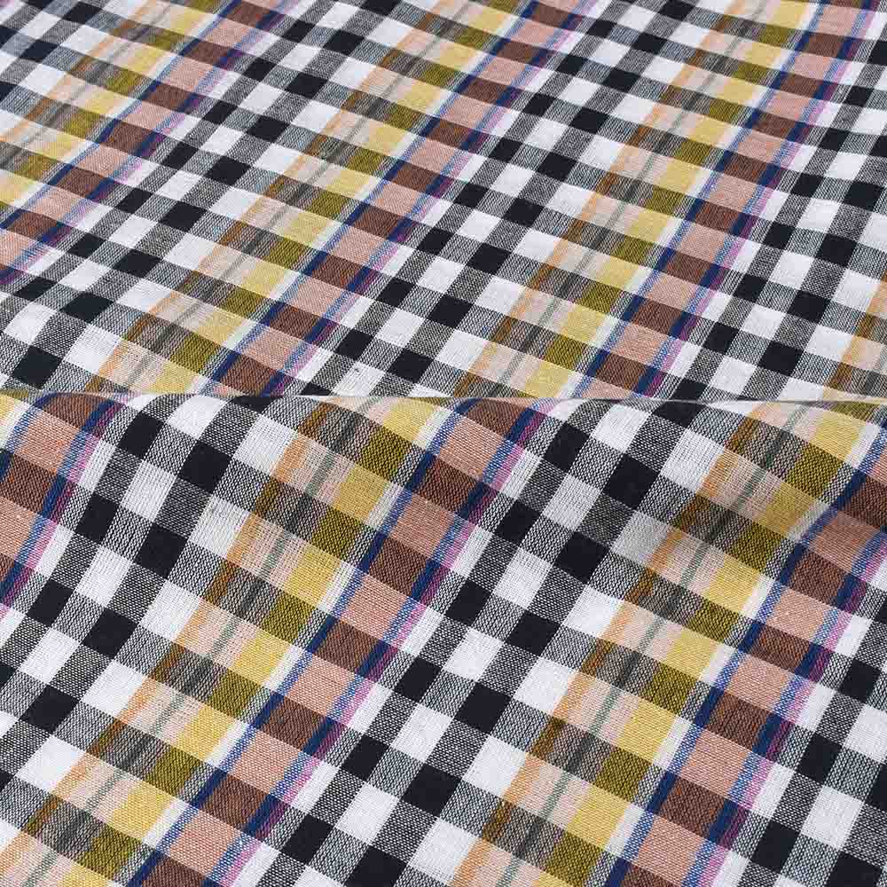 CHECK MULTICOLOUR PURE COTTON 94 GSM HANDWOVEN FABRIC 474