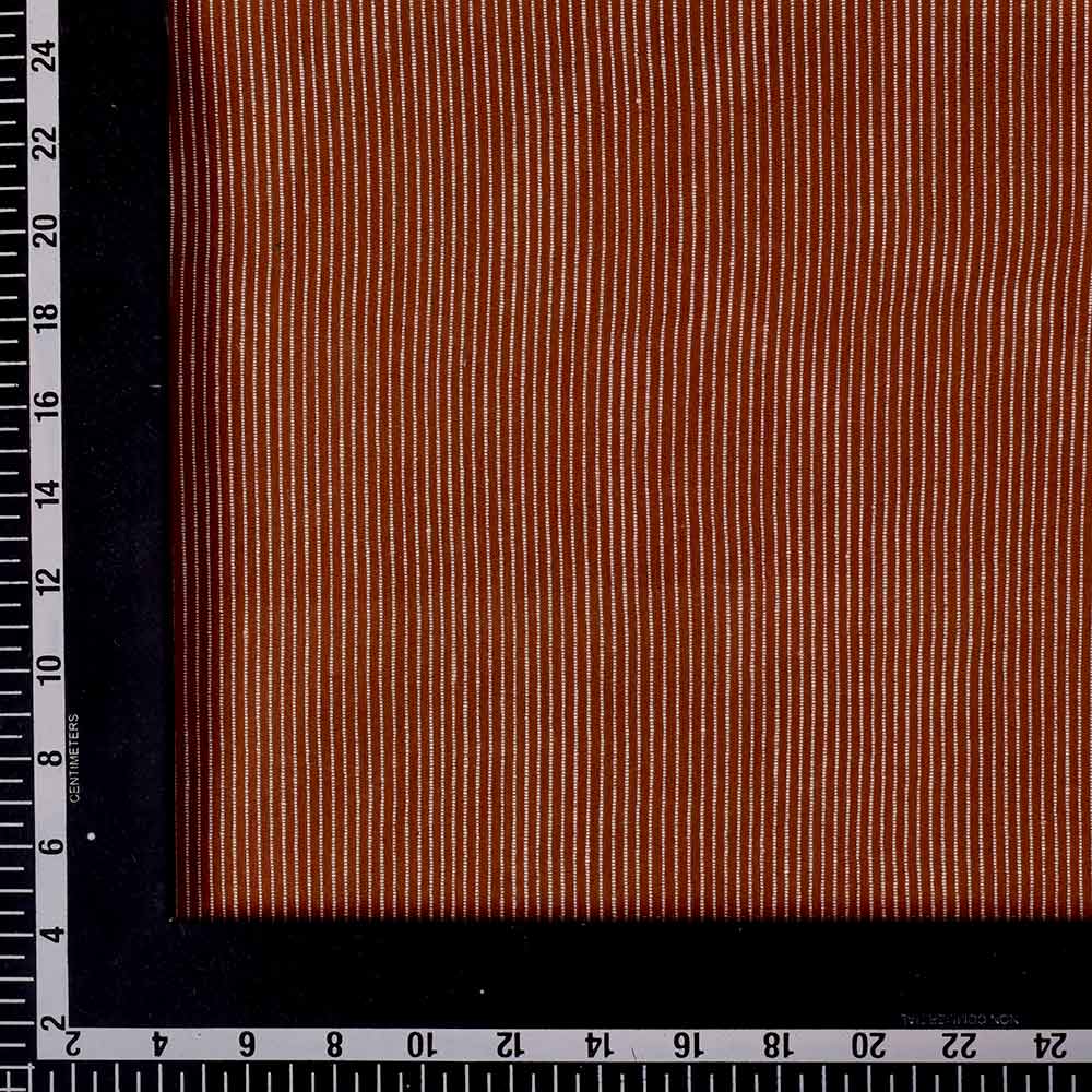 STRIPE BROWN PURE COTTON 90 GSM HANDWOVEN FABRIC