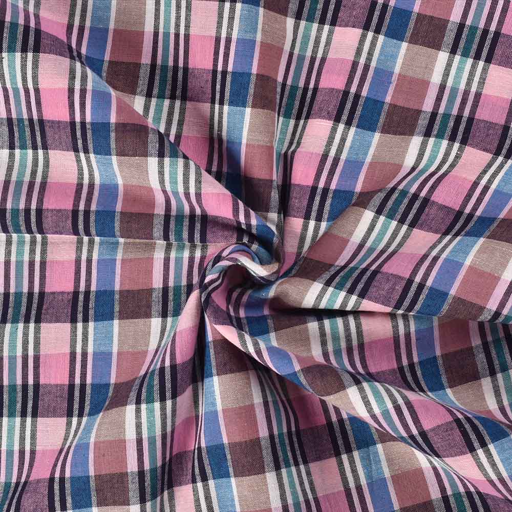 Check Multicolor Pure Cotton 100 GSM Handwoven Fabric 575