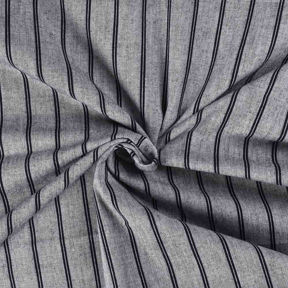 Stripe Black Grey Pure Cotton 120 GSM Handwoven Fabric