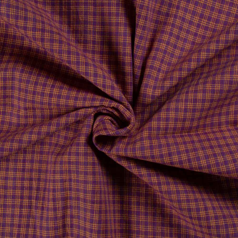 Magenta & Yellow Check Pure Cotton 100 GSM Handwoven Fabric