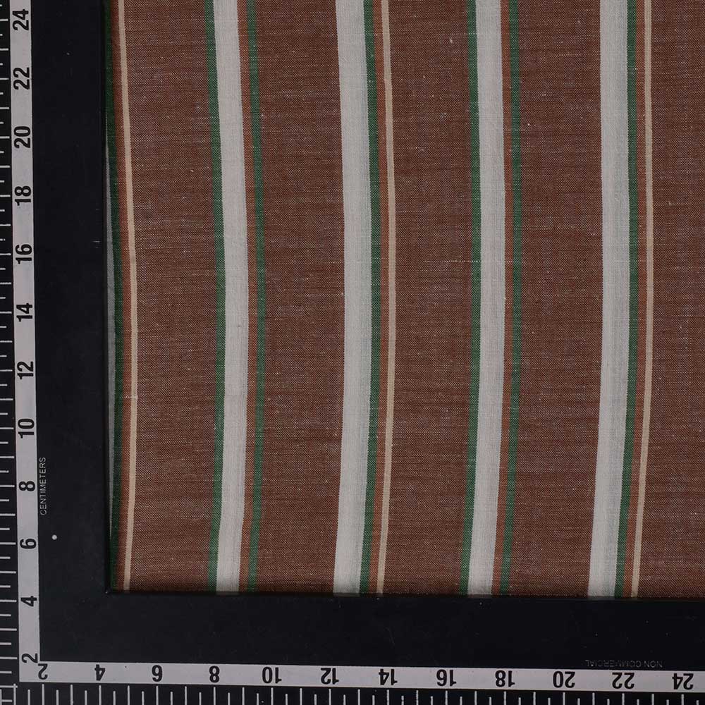 STRIPE BROWN PURE COTTON 70 GSM HANDWOVEN FABRIC 224