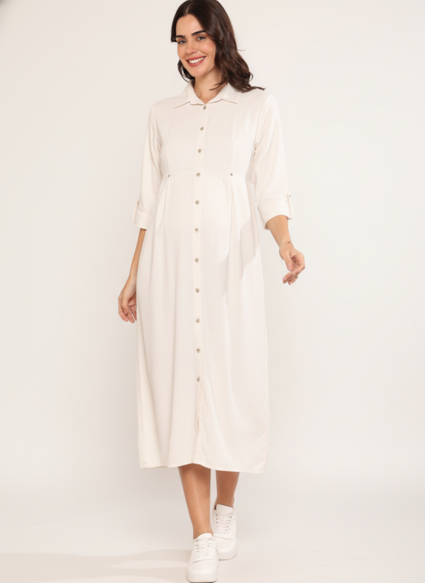 Calf Length Buttoned Dress