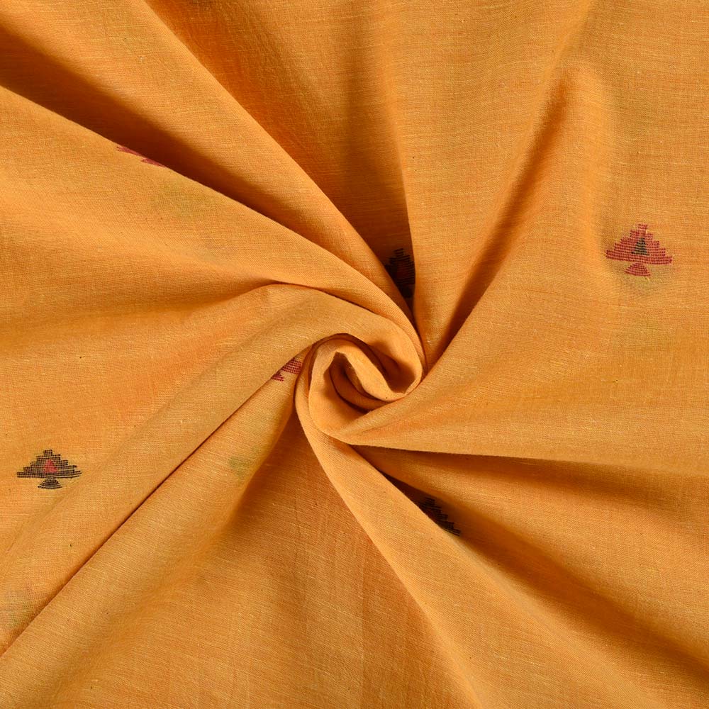 Geometric Orange Jamdani Pure Cotton 62 GSM Handwoven Fabric