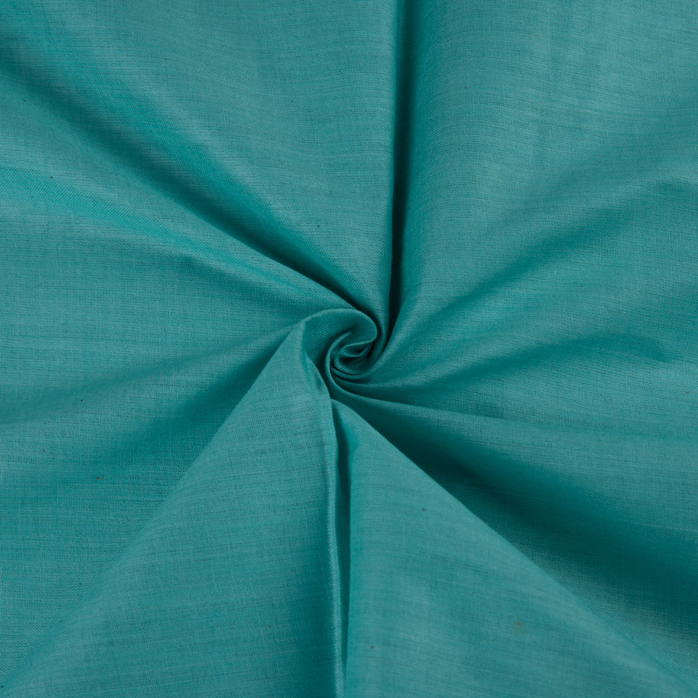 Plain Turquoise Pure Cotton 92 GSM Handwoven Fabric