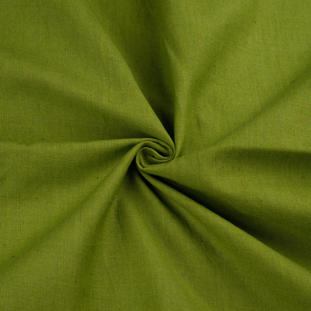 Plain Green Pure Cotton 114 GSM Handwoven Fabric