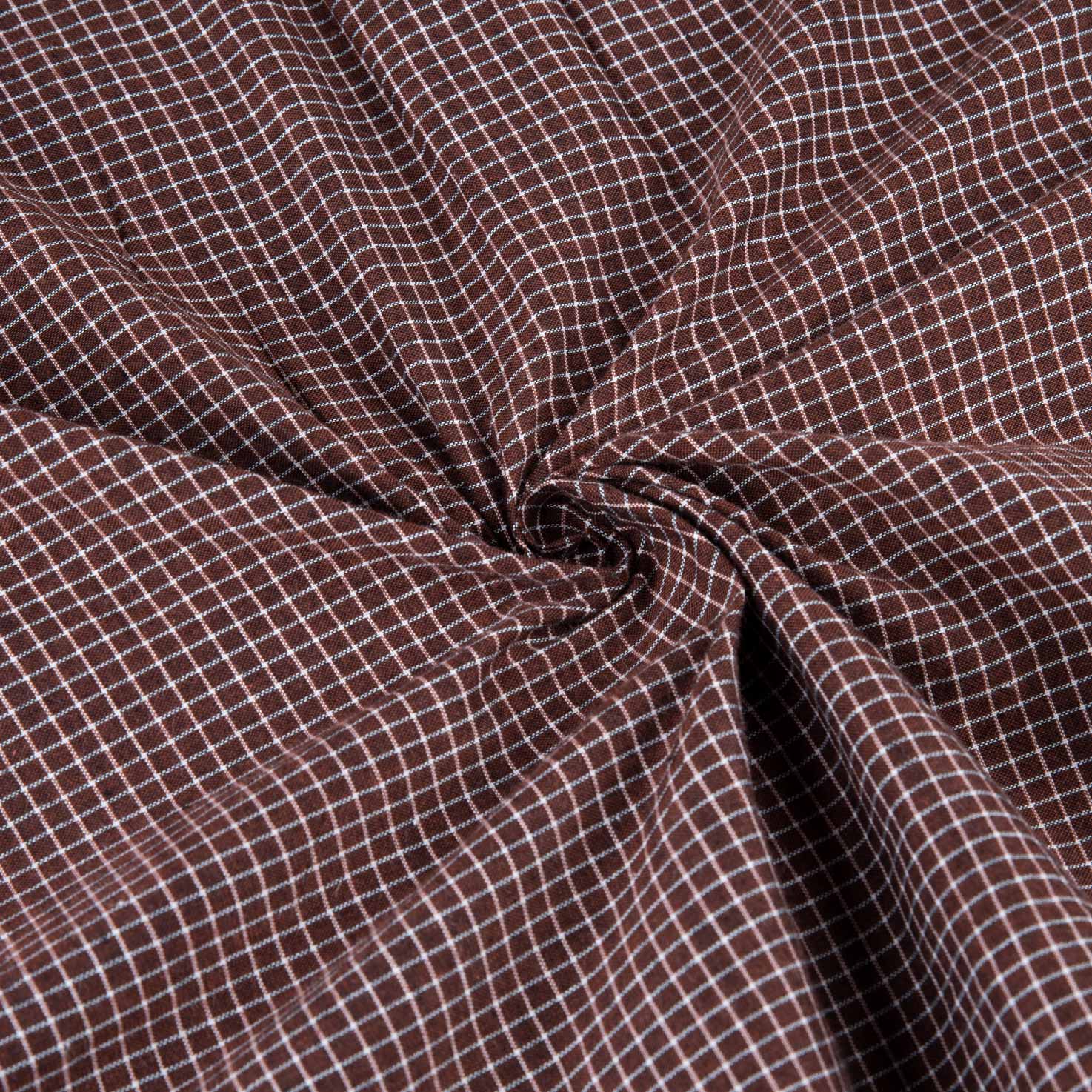 Check Brown Pure Cotton 88 GSM Handwoven Fabric