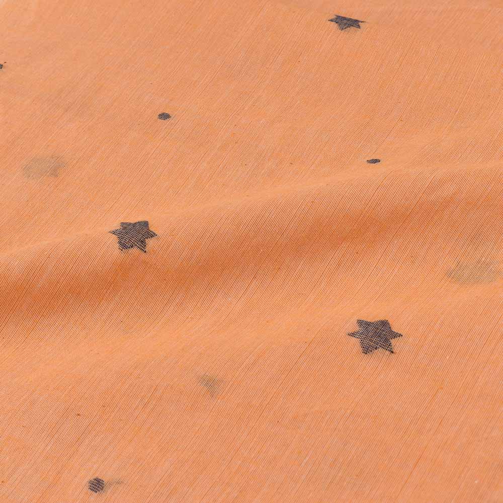 GEOMETRIC ORANGE JAMDANI PURE COTTON 58 GSM HANDWOVEN FABRIC