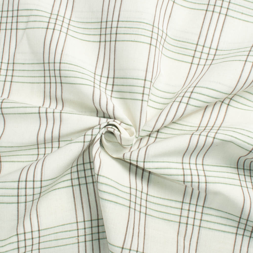 Check White Blue Pure Cotton 100 GSM Handwoven Fabric 631