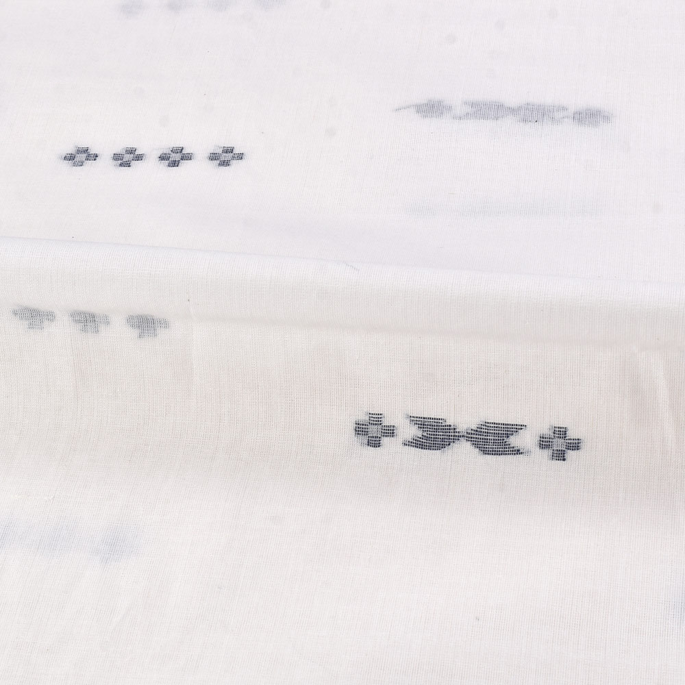 GEOMETRIC WHITE JAMDANI PURE COTTON 55 GSM HANDWOVEN FABRIC 268