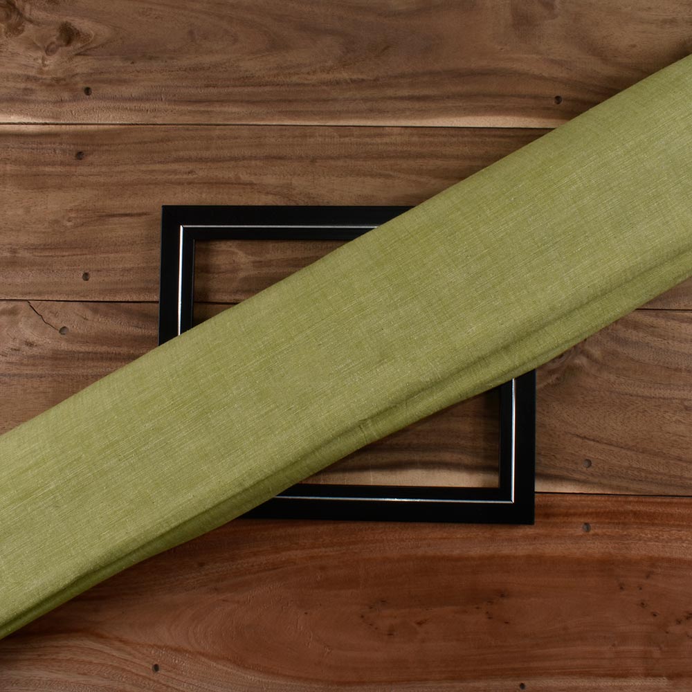 Chambray Green Khadi Cotton 115 GSM Handwoven Fabric