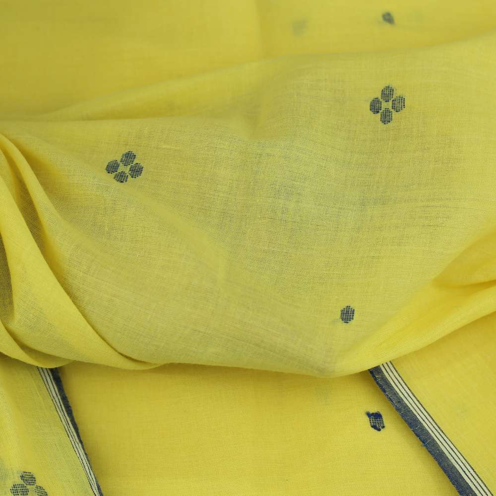 Geometric Yellow Jamdani Pure Cotton 55 GSM Fabric 124