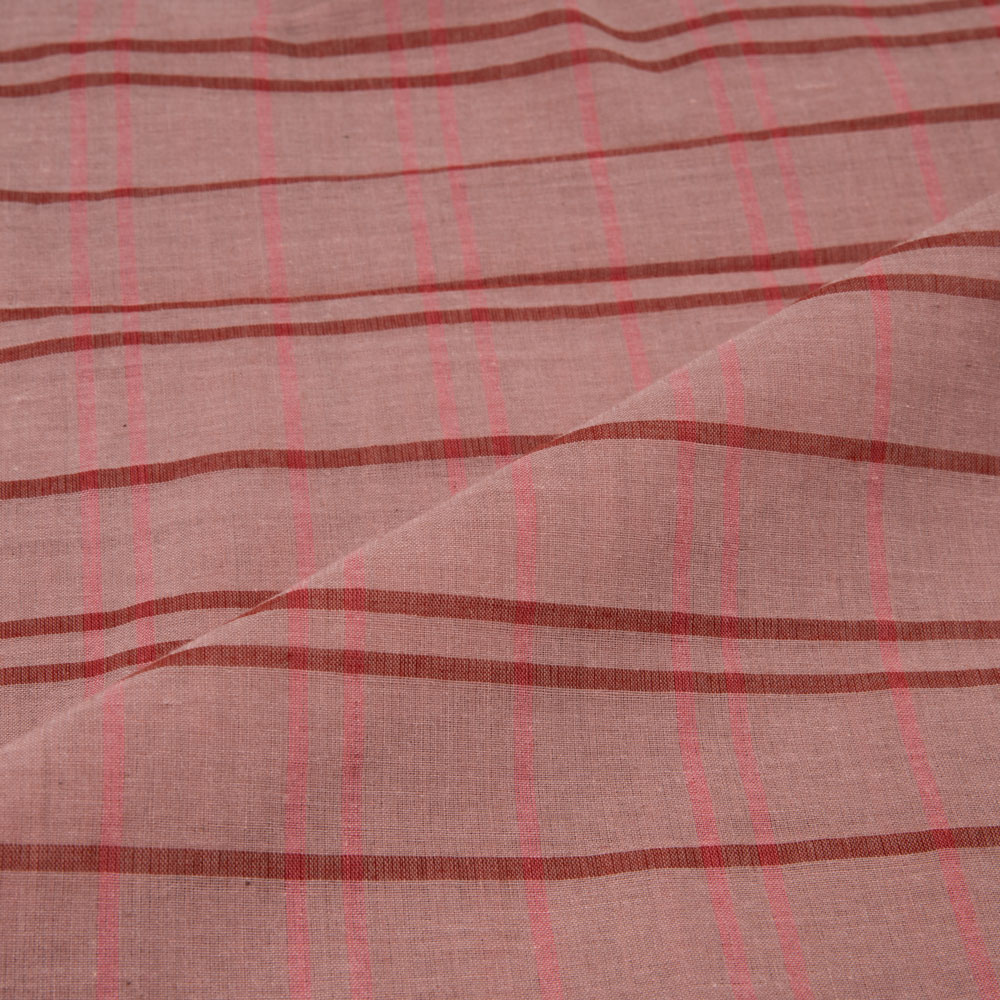 CHECK BROWN PURE COTTON 55 GSM HANDWOVEN FABRIC