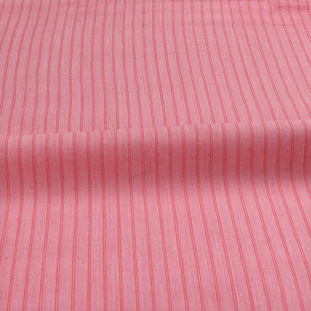 STRIPE PINK PURE COTTON 75 GSM HANDWOVEN FABRIC