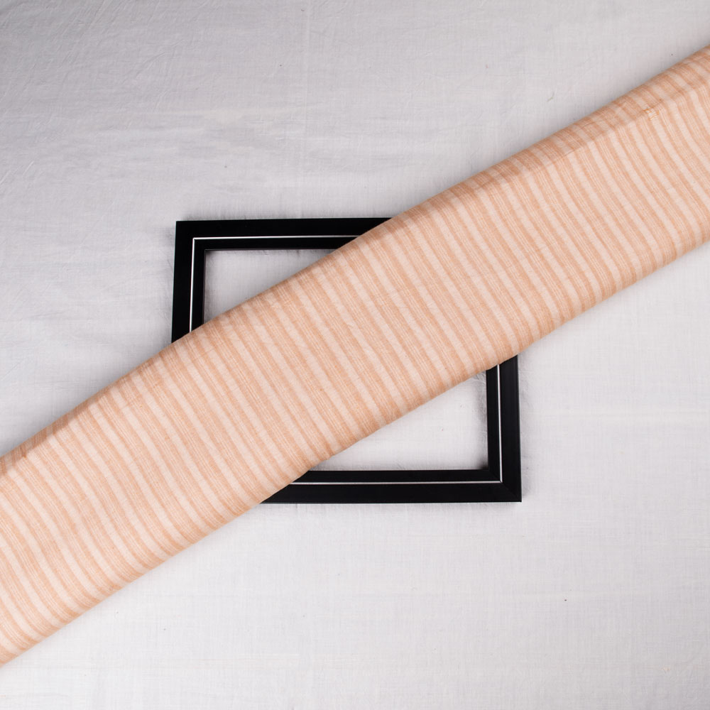 Stripe Peach Pure Cotton 85 GSM Handwoven Fabric