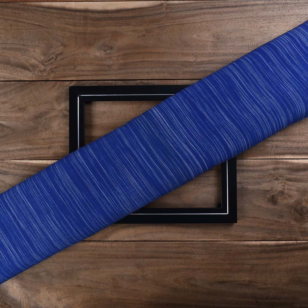 Stripe White Blue Yarn Tie Dye Pure Cotton 103 GSM Handwoven Fabric