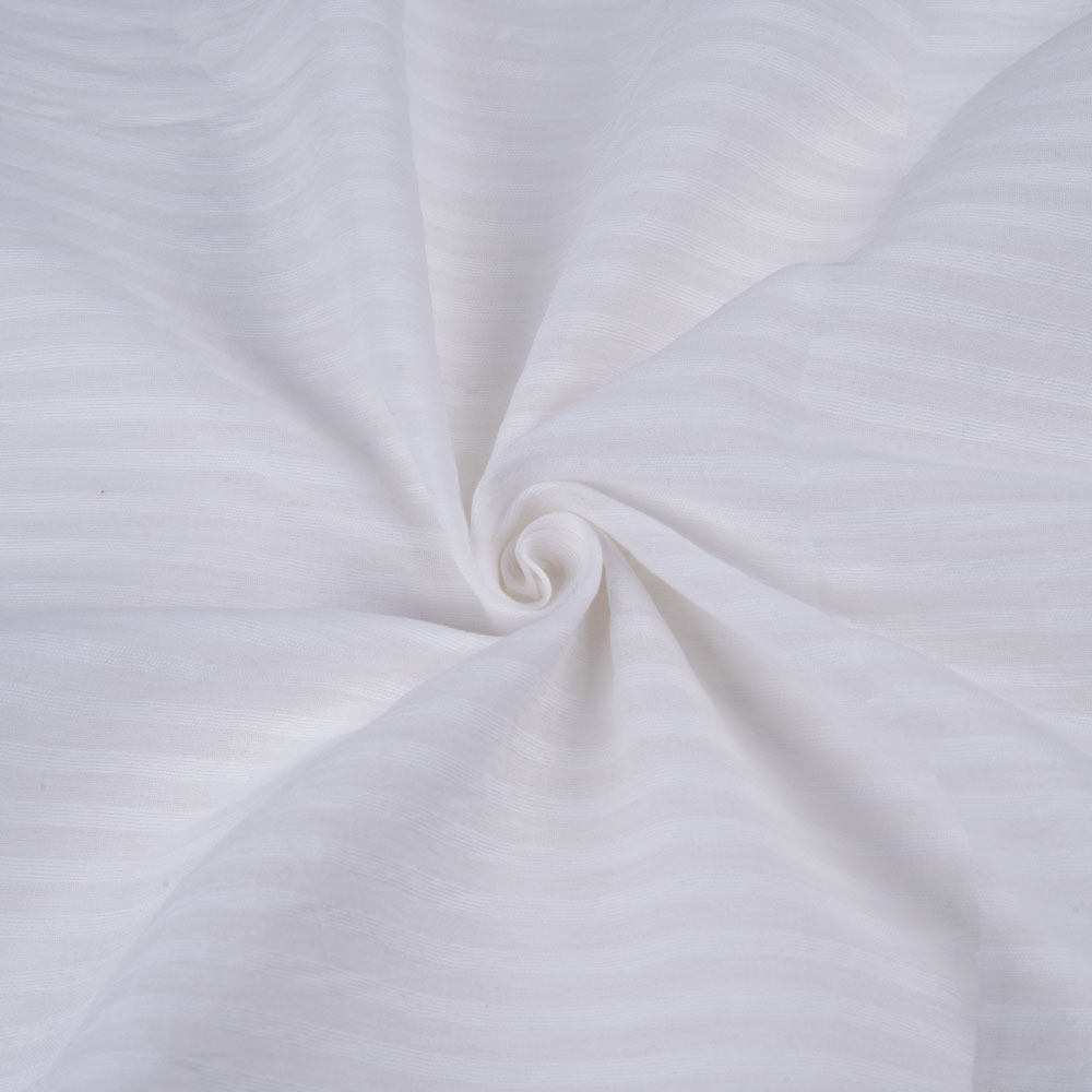 White Stripe Cotton 109 GSM Fabric - Bleached White & Dyeable