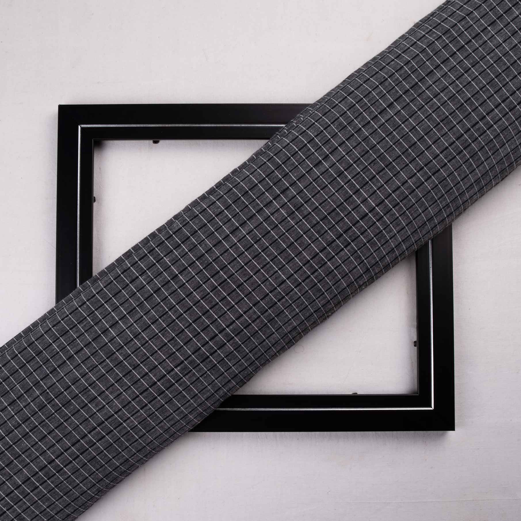 Check Black White Pure Cotton 78 GSM Handwoven Fabric