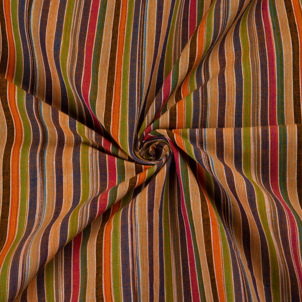 Stripe Multicolour Pure Cotton 90 GSM Handwoven Fabric
