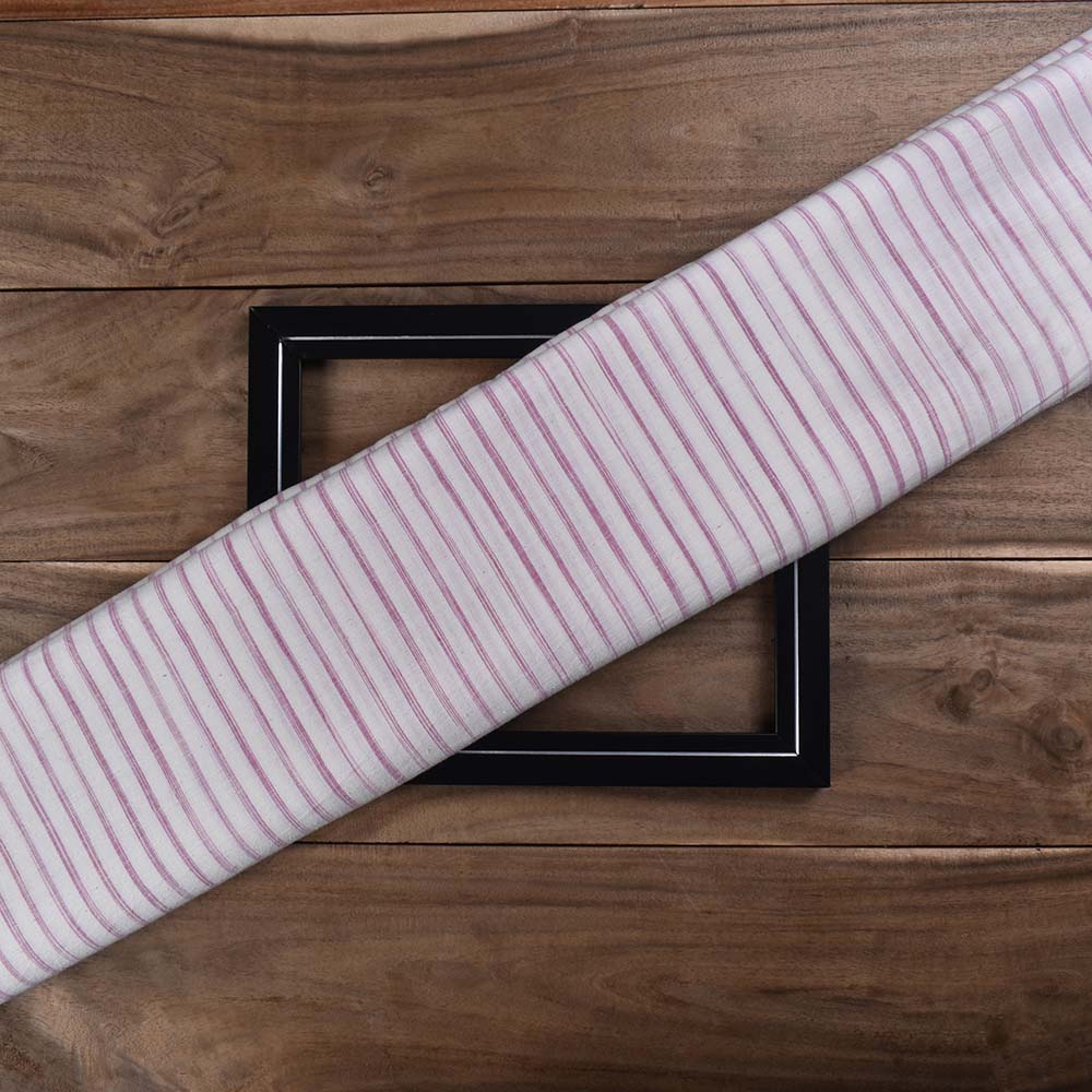 Stripe White Pink Yarn Tie Dye Bandhani Pure Cotton 105 GSM Handwoven Fabric