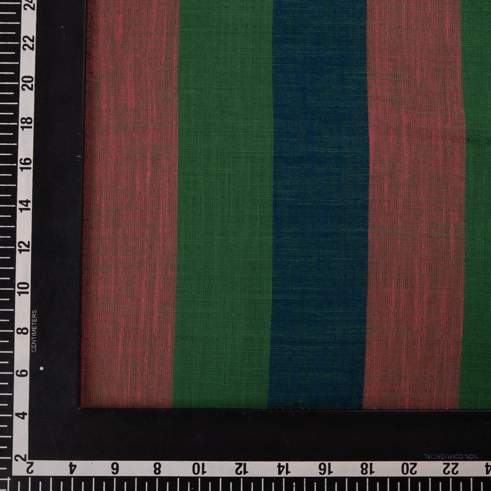 STRIPE MULTICOLOUR PURE COTTON 95 GSM HANDWOVEN FABRIC