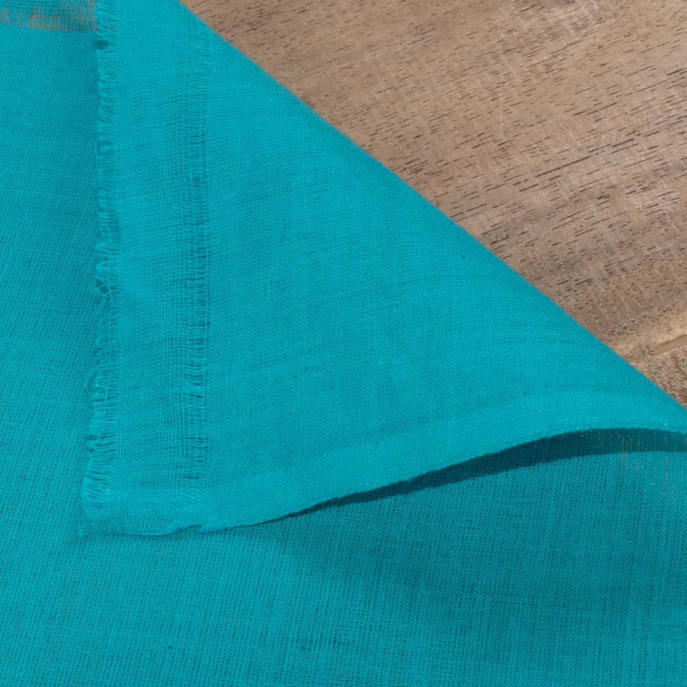 Cotton turquoise blue handwoven fabric