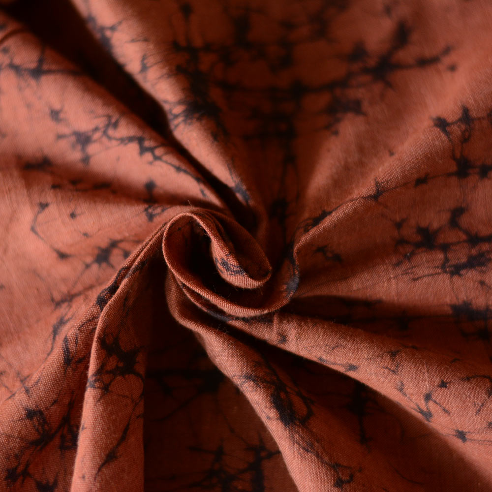 Abstract Brown Batik Cotton Khadi 112 GSM Fabric - Hand Printed 02