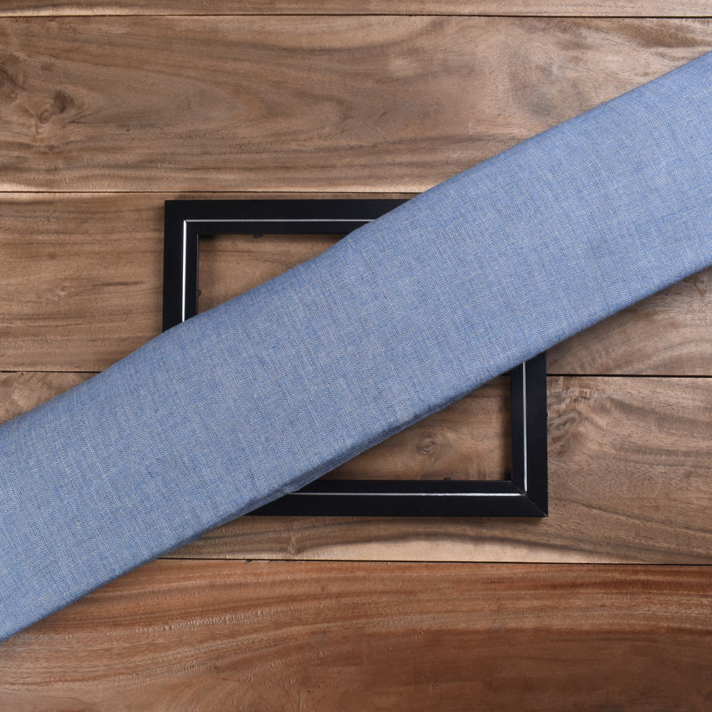 Herringbone Twill Blue Pure Cotton 97 GSM Handwoven Fabric