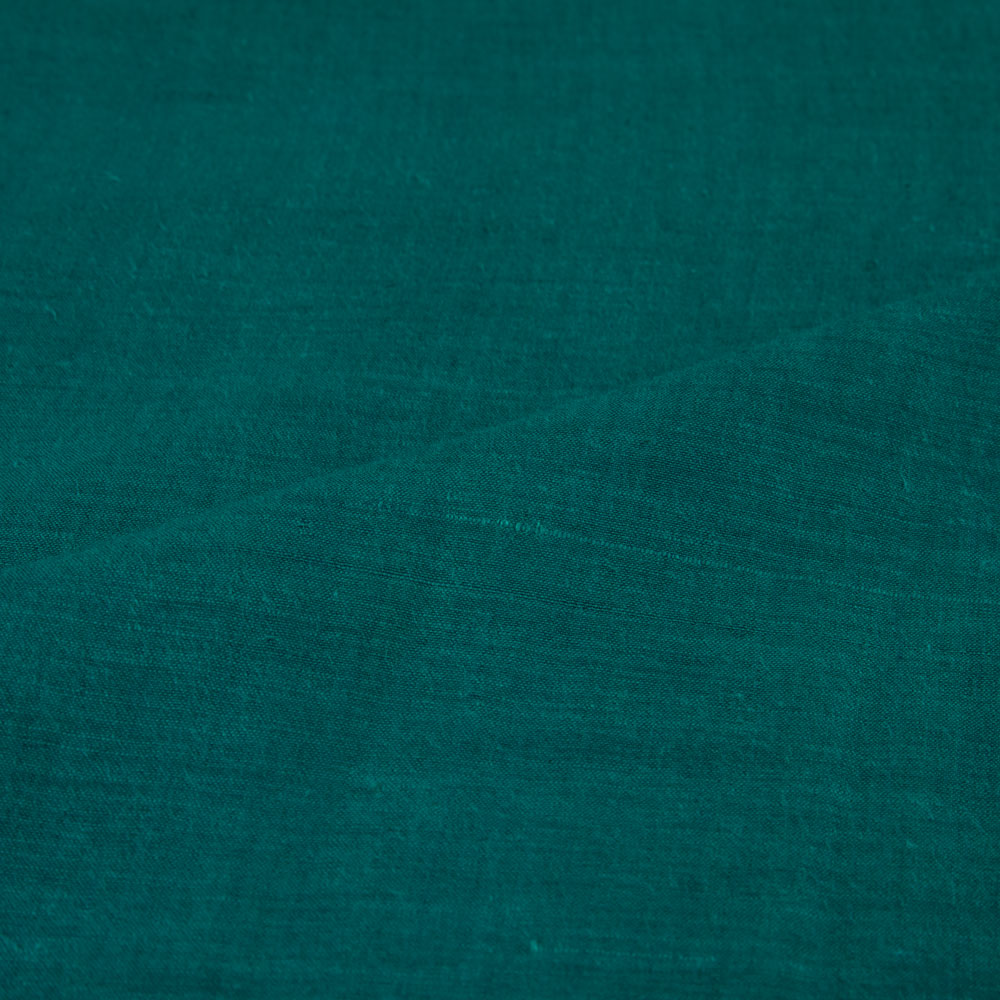 PLAIN TEAL GREEN KHADI COTTON 69 GSM HANDWOVEN FABRIC