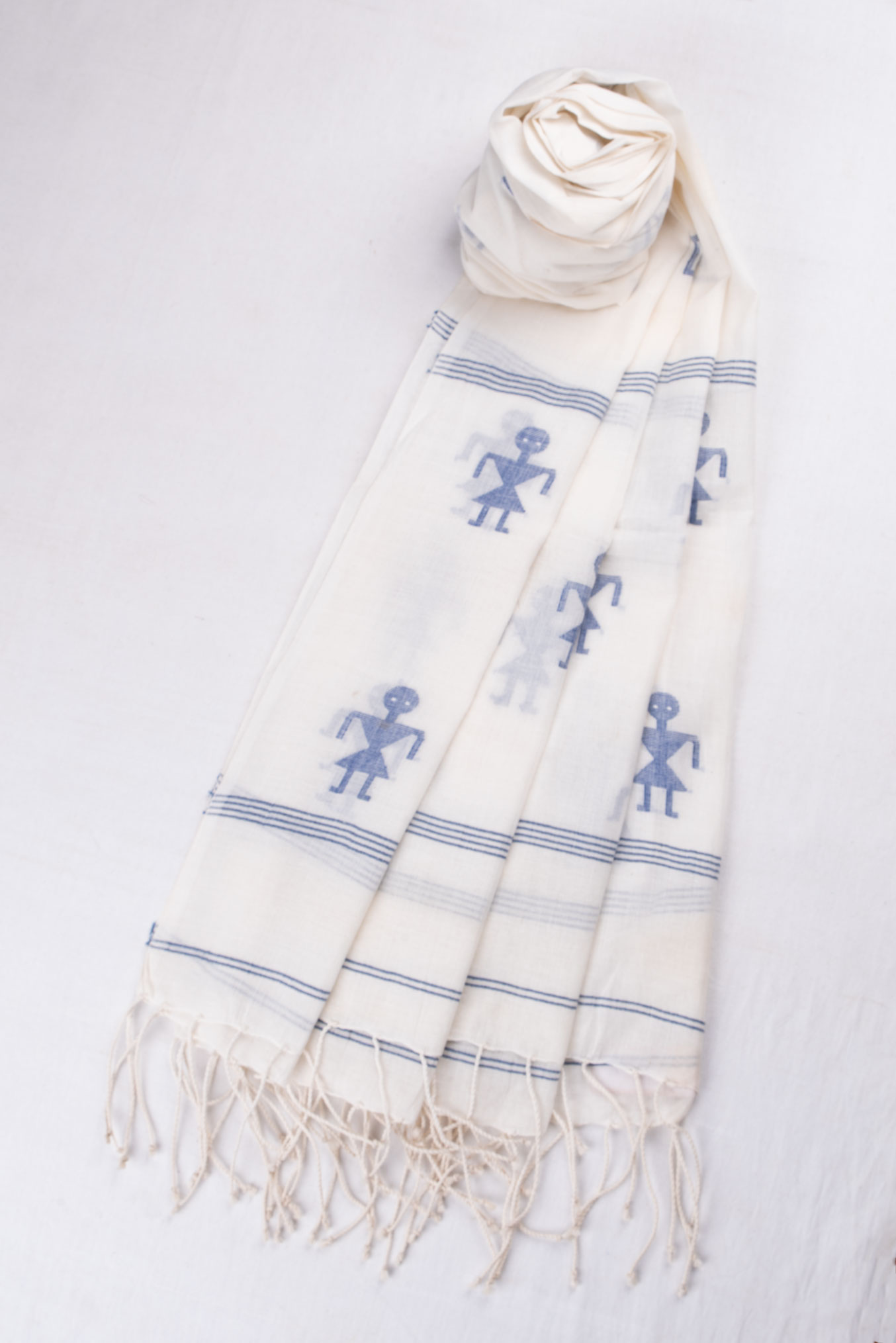 DOLL BEIGE JAMDANI HANDWOVEN COTTON SCARF