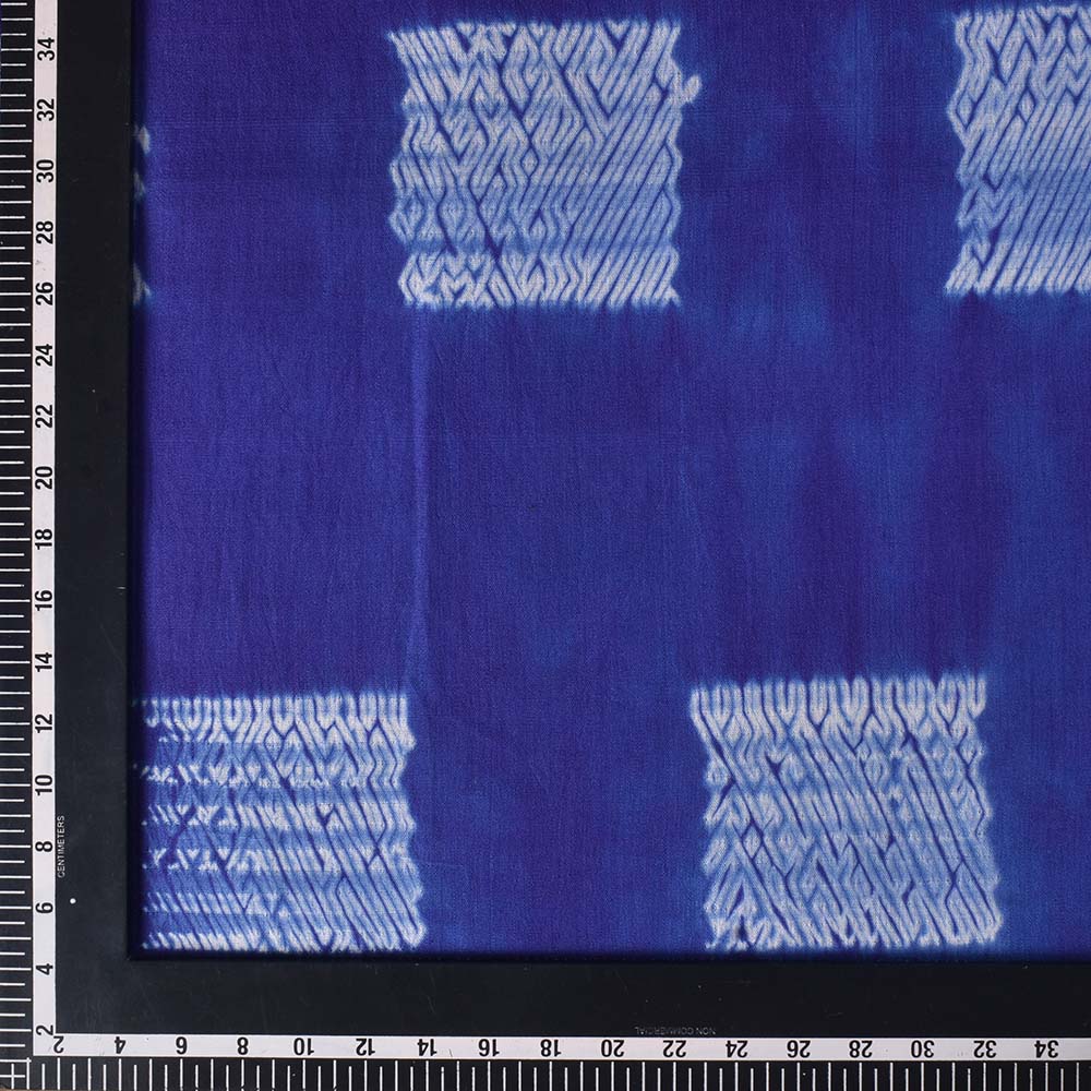 ABSTRACT BLUE SHIBORI 90 GSM MERCERISED COTTON FABRIC 55
