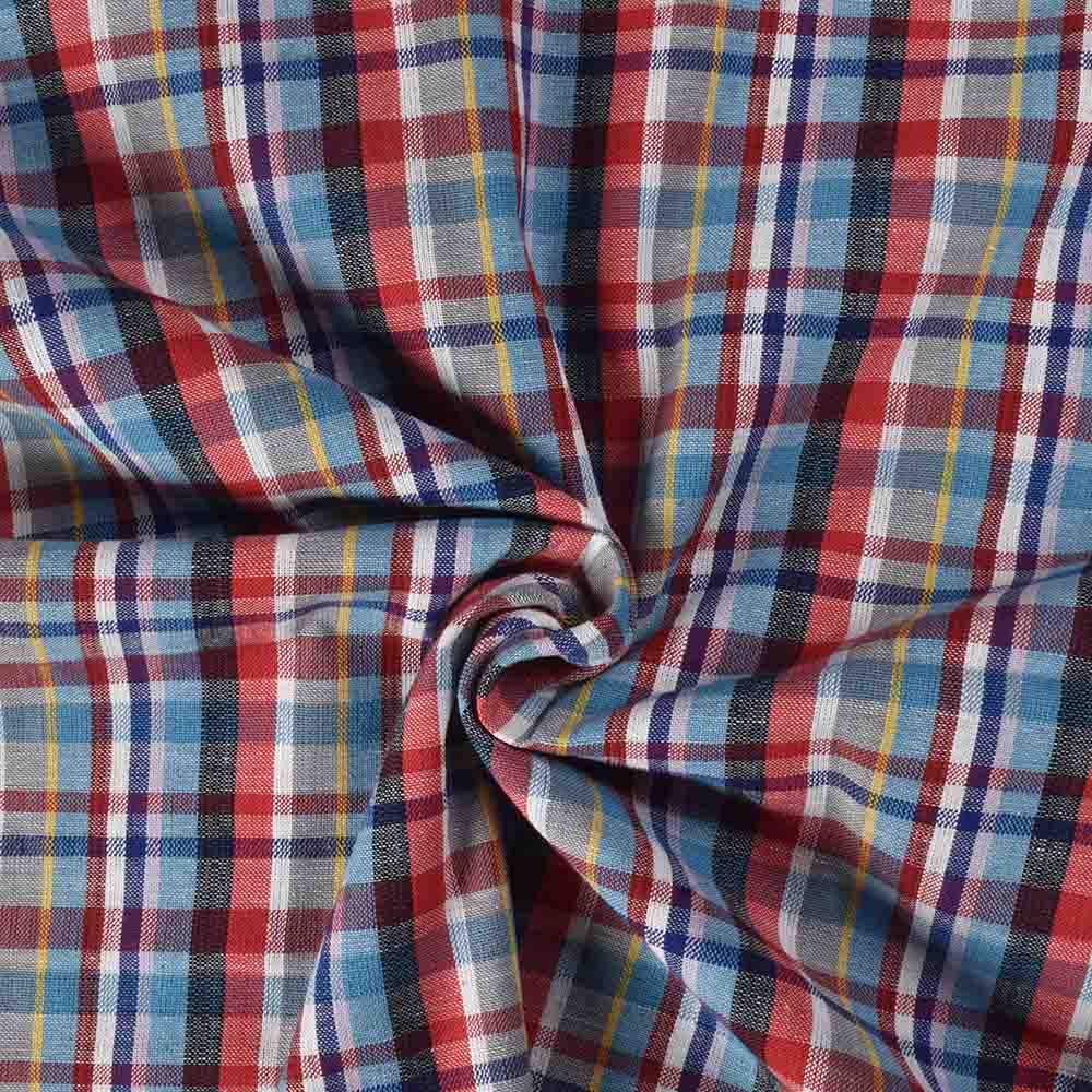 Check Multicolor Pure Khadi 170 GSM Handwoven Fabric
