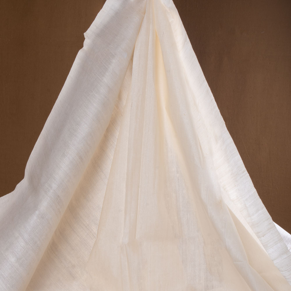 Plain Natural Tussar & Matka Silk Blend 78 GSM Handwoven Fabric