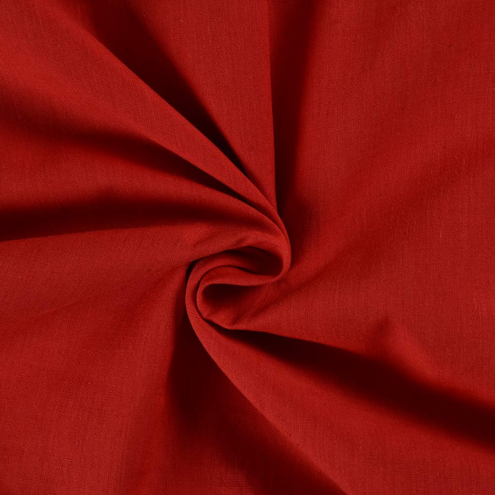 Plain Red Pure Cotton 80 GSM Handwoven Fabric