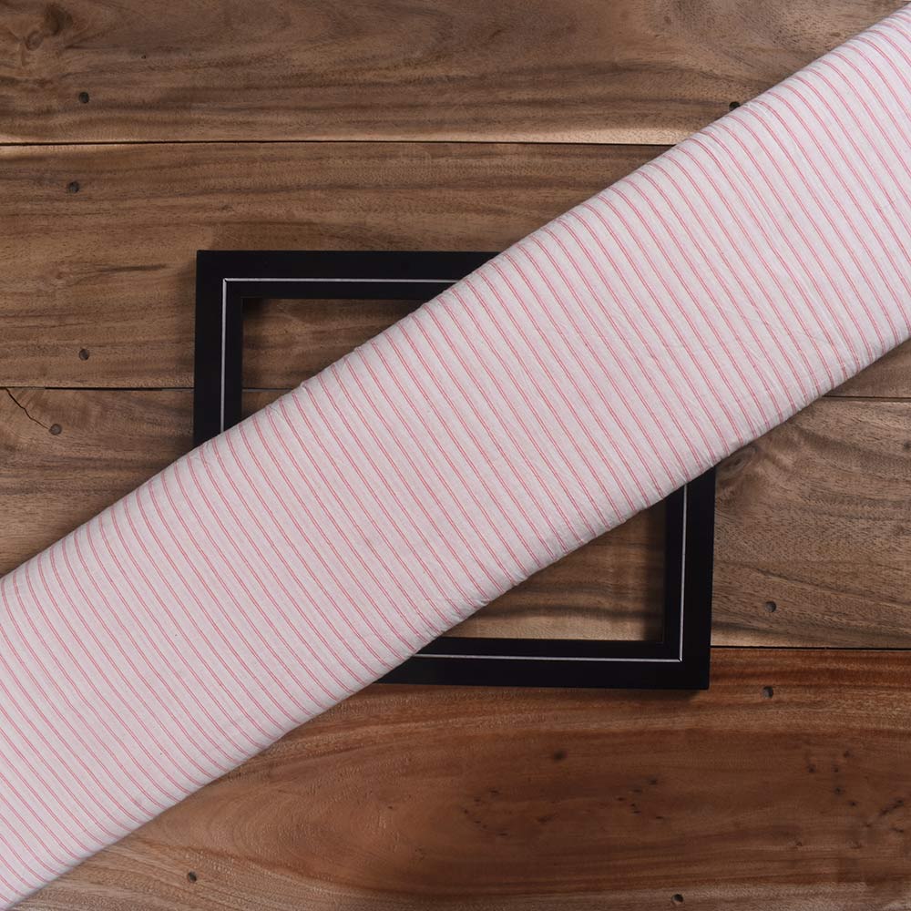 Stripe Pink Pure Cotton 60 GSM Handwoven Fabric