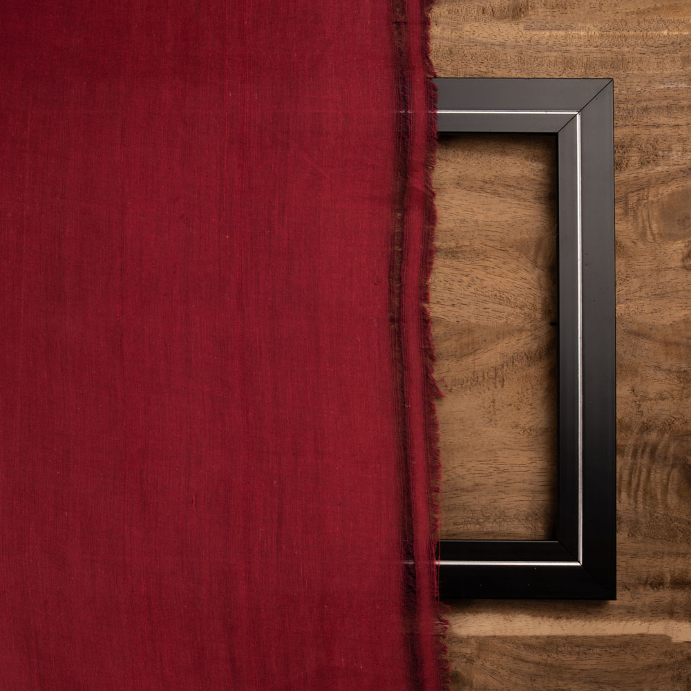 PLAIN RED KHADI COTTON 69 GSM HANDWOVEN FABRIC