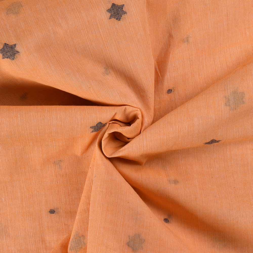 Geometric Orange Jamdani Pure Cotton 58 GSM Handwoven Fabric