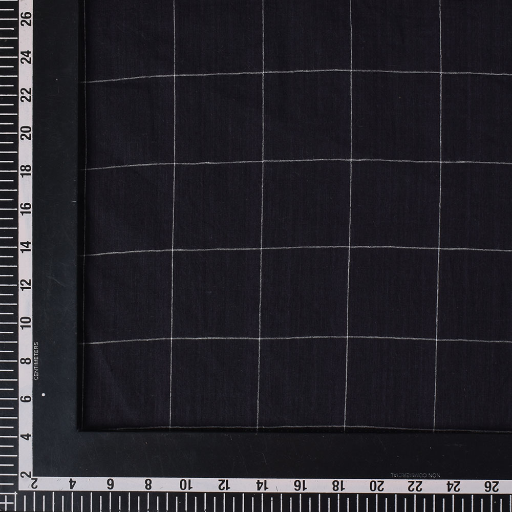 CHECK BLACK PURE COTTON 75 GSM HANDWOVEN FABRIC