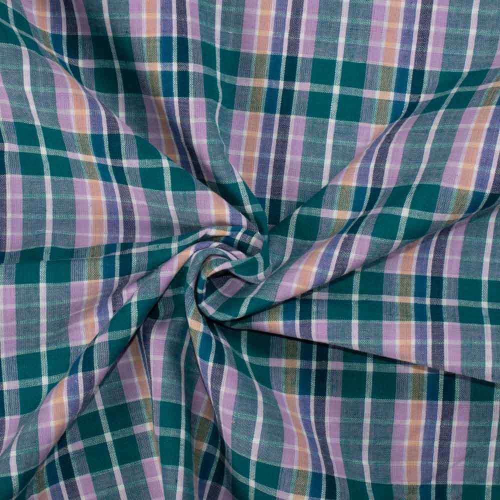 Check Multicolor Pure Cotton 95 GSM Handwoven Fabric 705