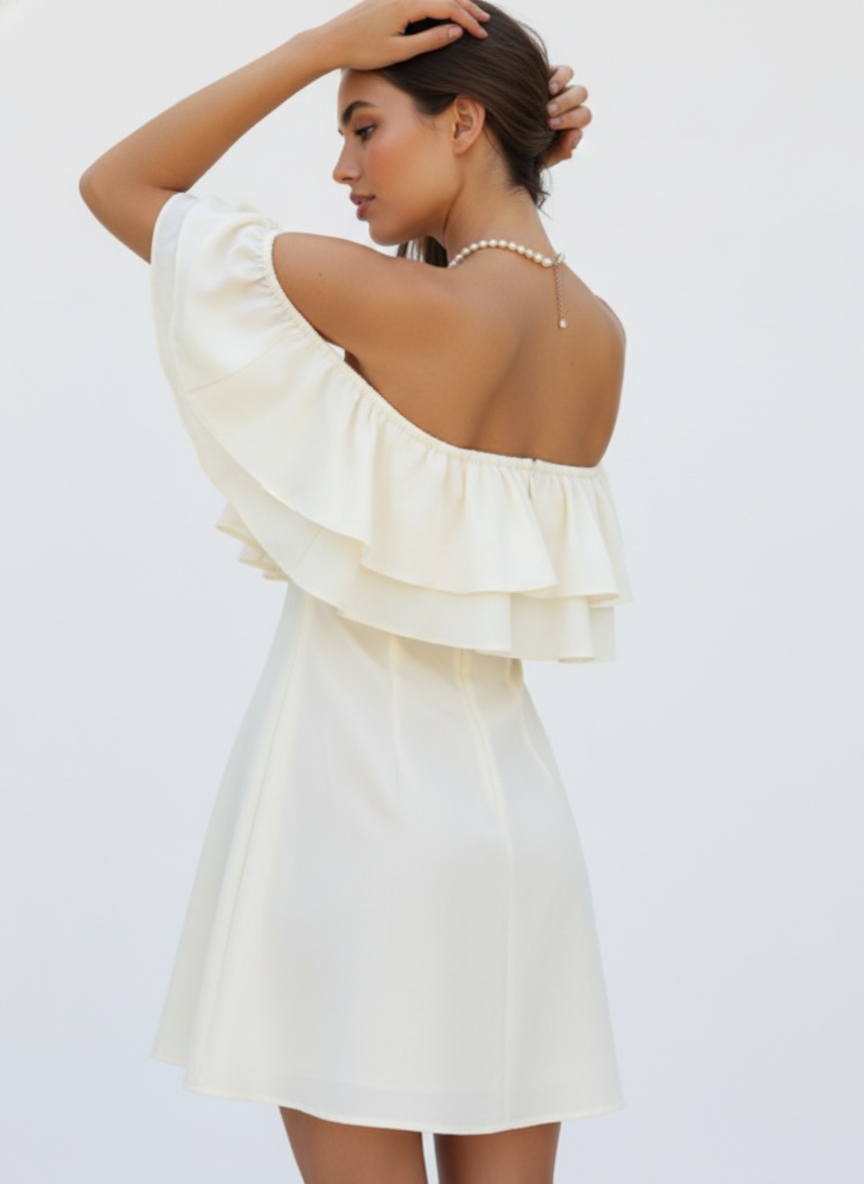 Double Ruffles Toffee Dress