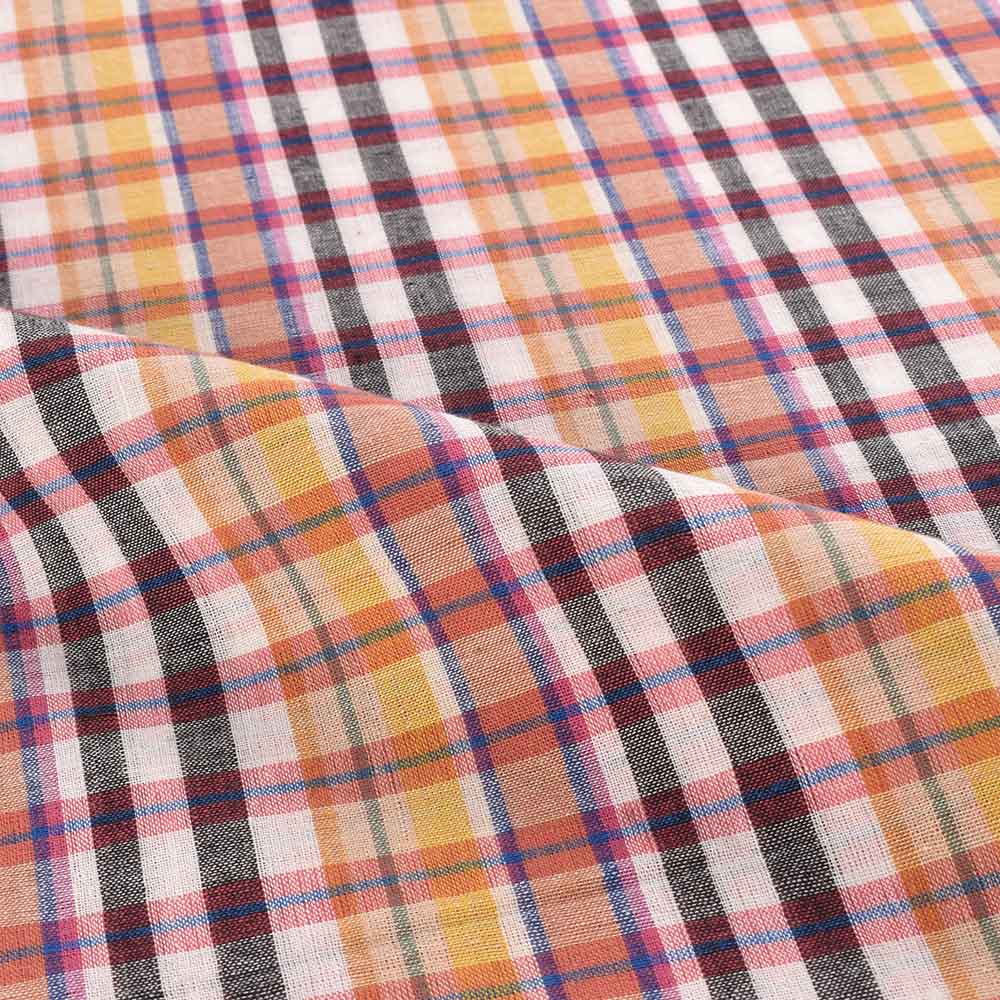 CHECK MULTICOLOUR PURE COTTON 95 GSM HANDWOVEN FABRIC 460