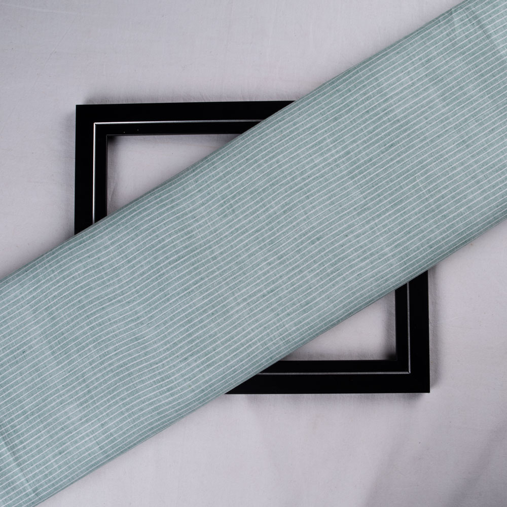 Pinstripe Blue & White Pure Cotton 108 GSM Handwoven Fabric