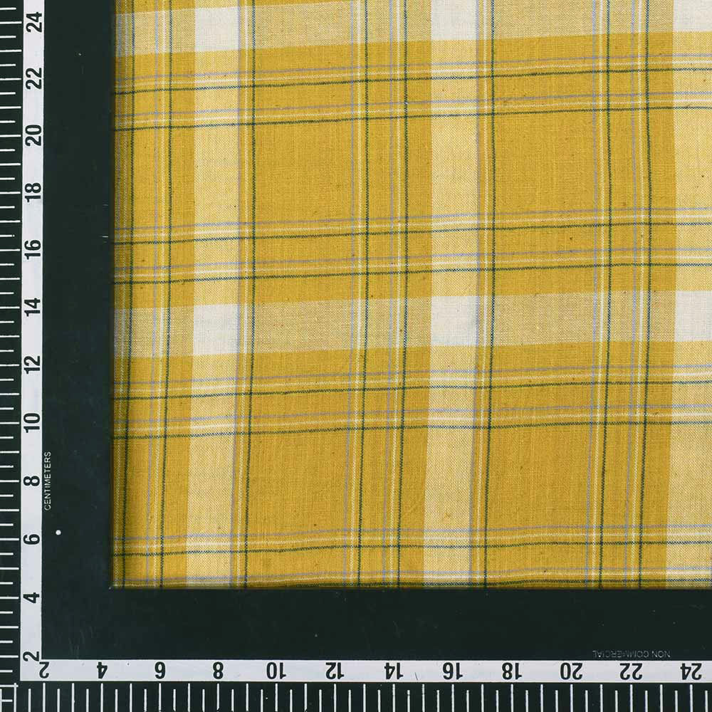 CHECK YELLOW PURE COTTON 95 GSM HANDWOVEN FABRIC 20