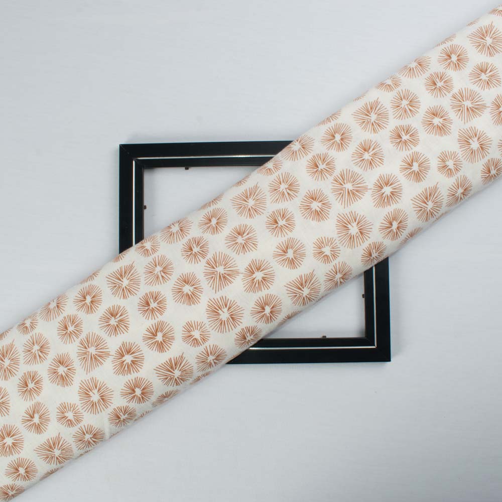 Abstract Brown Screenprinted Pure Khadi 90 GSM Handwoven Fabric