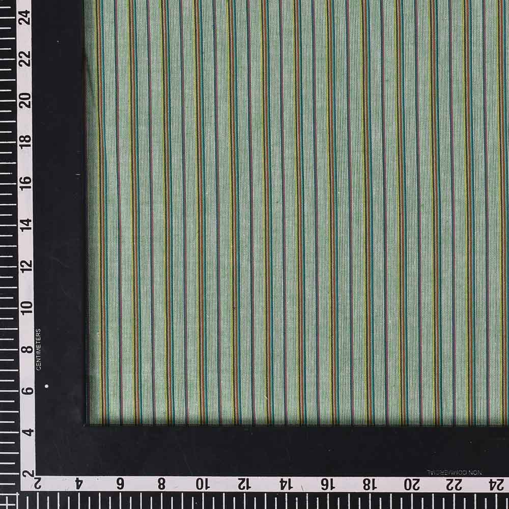 STRIPE GREEN PURE COTTON 83 GSM HANDWOVEN FABRIC