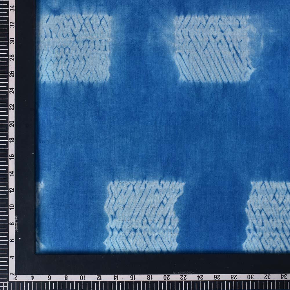ABSTRACT BLUE SHIBORI 90 GSM MERCERISED COTTON FABRIC