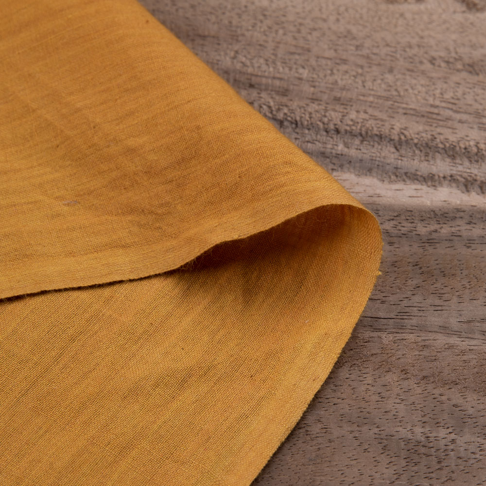 Plain Yellow Pure Cotton 92 GSM Handwoven Fabric