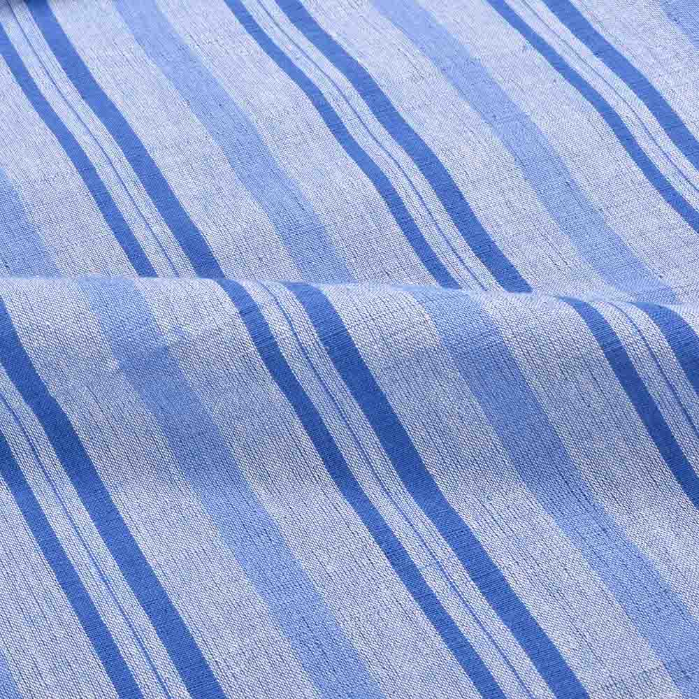 Stripe Blue white pure cotton 100 GSM handwoven fabric